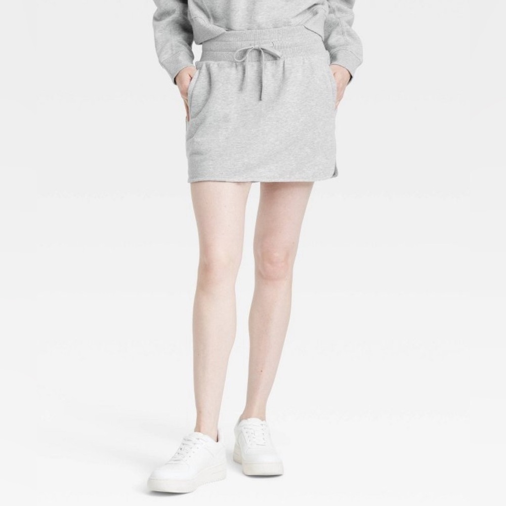 JoyLab Women's French Terry High-Rise Skort Heathered Gray L With Built in Short